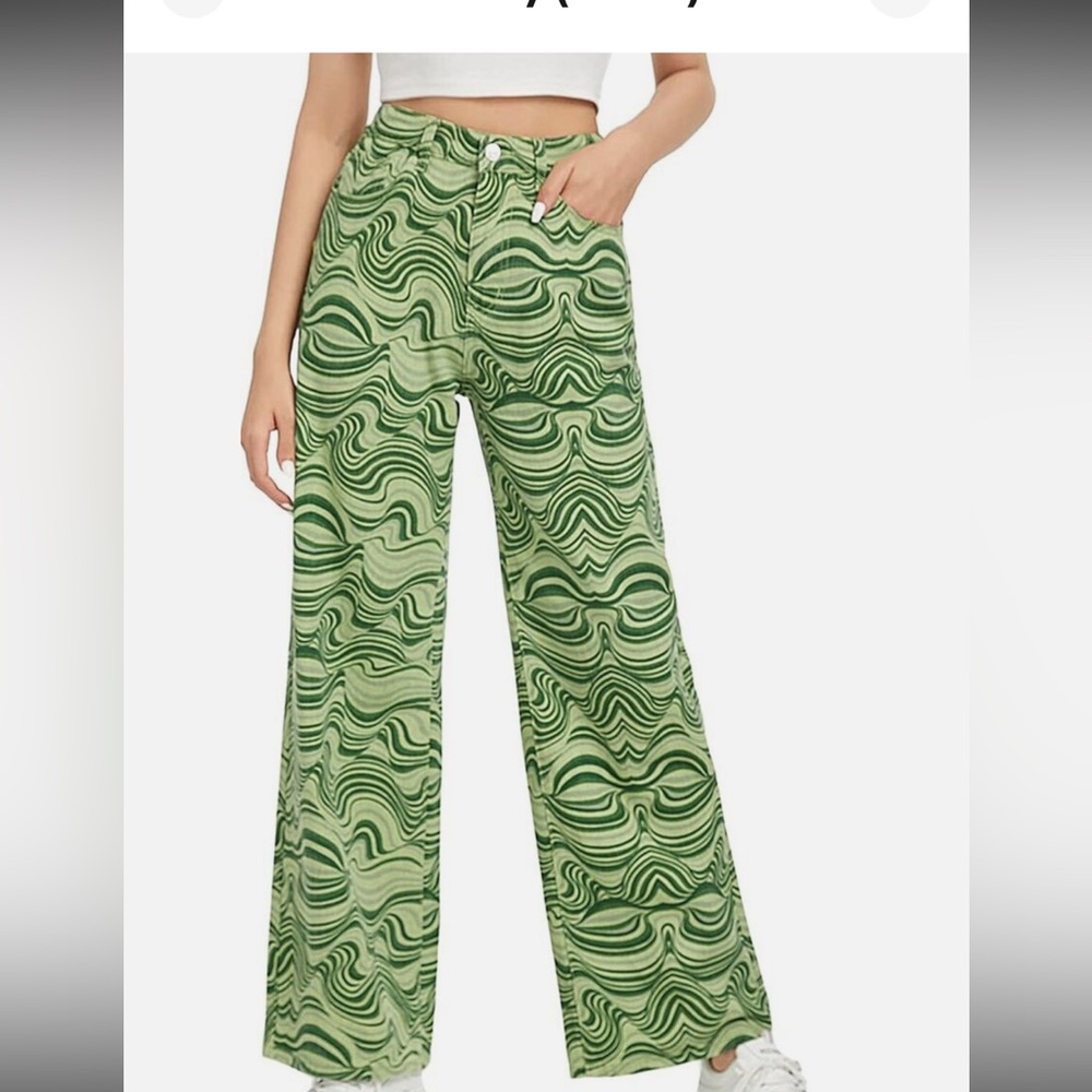 Abstract print Jeans Green